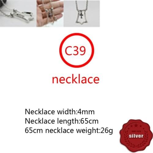 C39 S925 Sterling Silver Necklace Personality Fashion Punk Style Sweater Chain Cross Flower With Chain A Gift For Friends