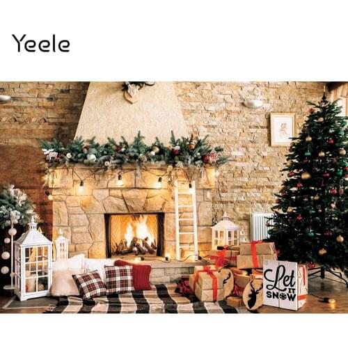 Yeele Christmas Party Backdrop Children Photography Fireplace Brick Wall Background Baby Photographic Photo Studio Photophone