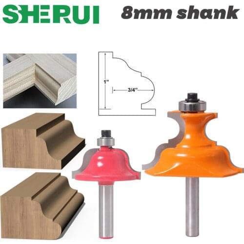 2pc 8mm Shank Wainscoting Roman Ogee & Pedestal Router Bit C3 Carbide Tipped Wood Cutting Tool woodworking router bits