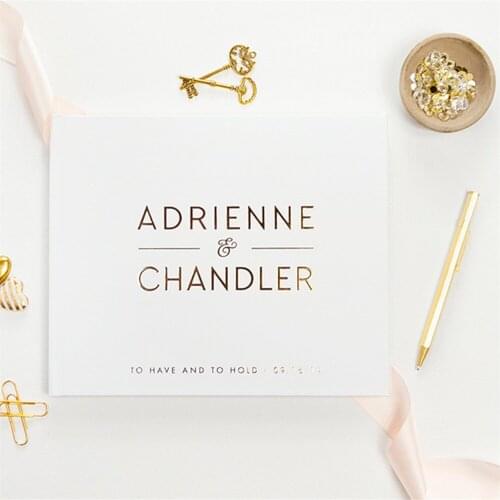Personalized Modern Wedding Guest Book, Wedding Guestbook, baby shower Gold Foil Guestbook, Hardcover Guest Book Ideas journals