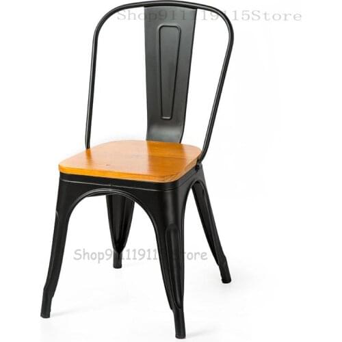 Customized Industrial Wind Chair Household Iron Dining Chair Hotel Restaurant Black Metal Economic Single Leisure Chair Stool