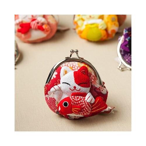 Maneki Neko Coin Purse Key Case Lucky Cat Ins Popular Lovely Cute Multi-color Pocket Cloth Handbag Cartoon Mini Hasp Key Holder