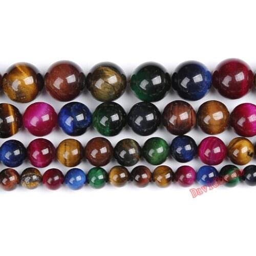 Fctory Price Natural Stone Mixed Tiger Eye Agat Round Beads 15" Strand 4 6 8 10 12MM Pick Size For Jewelry