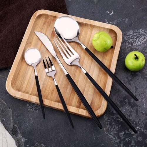 Kitchen Tableware Stainless Steel Dinnerware Washing Utensils Cutlery Lunch Dishes Complete Dinner Fruit Fork Knife Spoons Sets