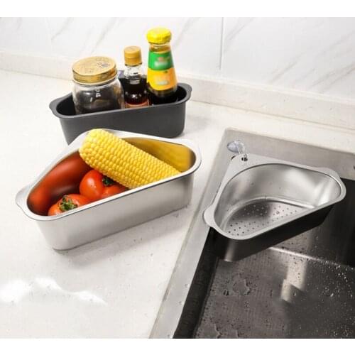 Kitchen Accessories Sink Filter Rack Kitchen Suction Cup Hanging Triangle Sink Drain Basket Durable And Multifunctional Cocina