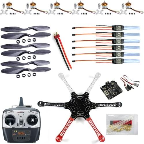 F05114-J F550 Drone Heli Flame Wheel Kit With KK 2.3 Flight Controller ESC Motor Carbon Fiber Propellers