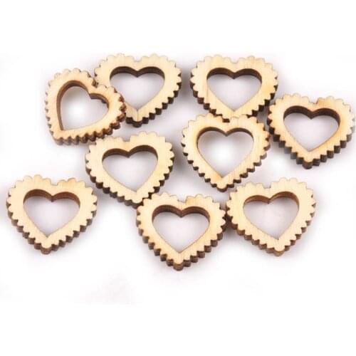 50pcs Hollow Heart Natural Wood Slices For DIY Crafts Scrapbooking Home Decor Wooden Ornaments Accessories 15x36mm M1896