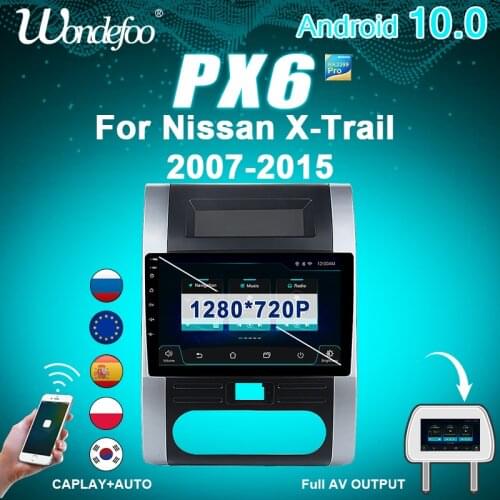 2 din Android 10 car radio PX6 for Nissan x trail X-Trail 2007-2015 Navigation GPS car stereo 2din auto audio screen multimedia
