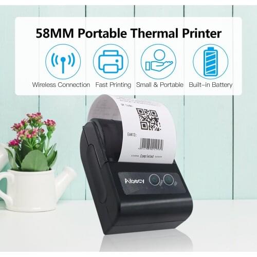 Aibecy 58mm Mini Portable Thermal Printer Wireless Lable Receipt Shipping Exrpress Printer USB BT Connection ESC/POS Command