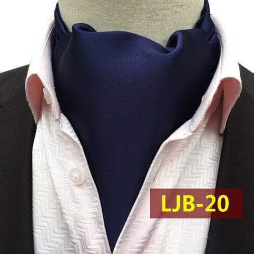 Fashion Stylish Design Ties Luxury Solid Blue Ascot Vintage British Style Jacquard Woven Ascots for Men