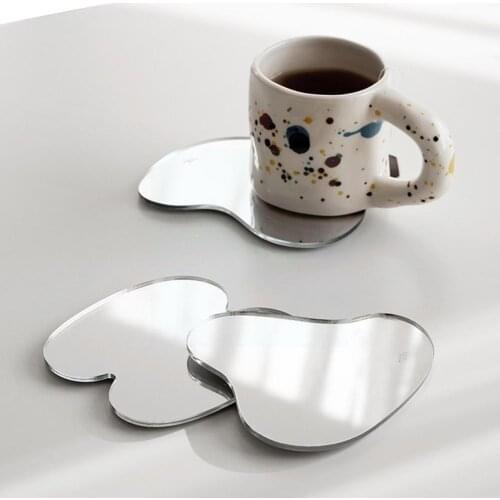 Nordic Acrylic Irregular Mirror Coasters Set Insulation Coffee Pad Mat Table Decor Drying Placemats Coffee Dish Cup Decor S T3S0
