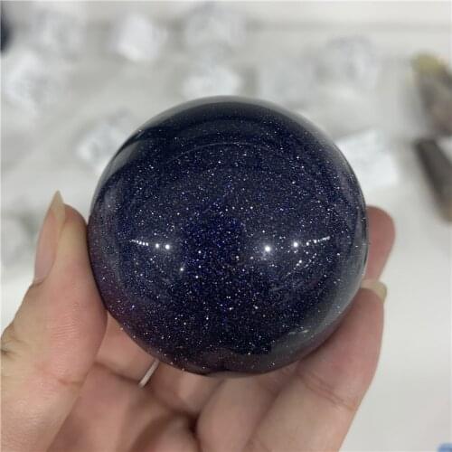 Natural Blue Sand Goldstone Sand Sphere Quartz Crystal Globe Ball Chakra Reiki Healing Crystal Carved Crafts Home Decoration