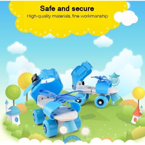 Girl Boy Kids Children ABS Non Slip Wear Resistant Double Row Adjustable Skate Shoes Four Wheel Outdoor Fixed Gift Portable