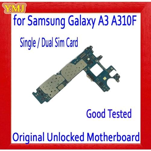 Single / Dual Sim Card for Samsung Galaxy A3 A310F Motherboard,100% Original unlocked for Samsung A310F Mainboard,Free Shipping