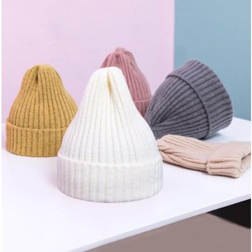 Solid Color Baby Boy Girl Hat Autumn Winter Warm Baby Beanie Outdoor Thicken Warmer Knitted Kids Cap