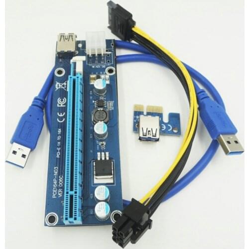 PCIe VER 006C PCI-E 1X to 16X Powered Riser Adapter Card GPU Riser Adapter Ethereum Mining ETH