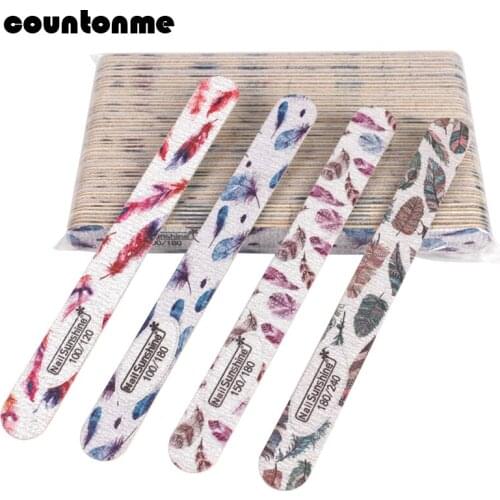 50pcs/lot Thick Wood Nail File 100/120/150/180/240 Wooden Nail Files Washable Straight Nail Art Files Buffer Nail Salon Tools