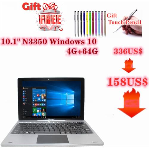 New Drop Shipping 4G+64G 10.1 INCH 2 IN1 Tablet N3350 CPU WINDOWS 10 PC With Dock Keyboard 1920 x 1200 IPS With 8000mA Battery