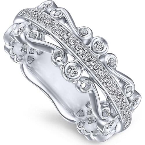 Huitan Luxury Ring Band Two Color Available With Cubic Zircon Engagement Fashion Women Ring Wholesale Lots&Bulk With Size6-10