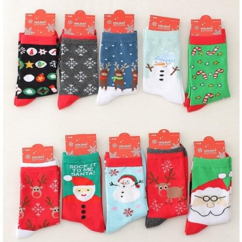 Christmas Socks Unisex Women Men Cartoon Cute Santa Claus Snowman Snowflake Winter Adult Hosiery Cotton Socks Harajuku
