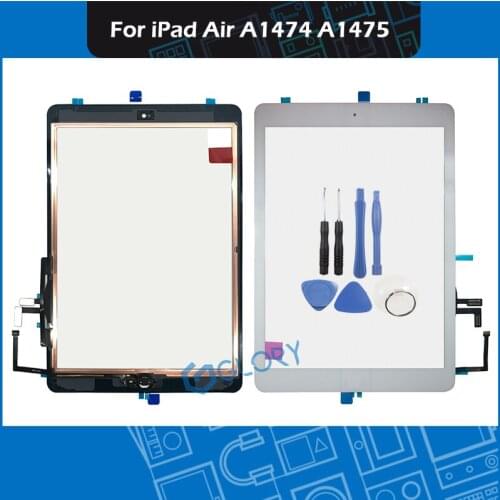 Black White A1474 A1475 Touch Screen Panel For iPad Air Touch Screen Digitizer Outer Glass With Home button + Stickers