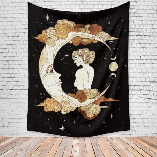 Tarot moon tapestry starry wall carpet new arrival bedroom decor wall cloth tapijt beach decor blanket