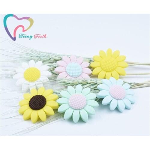 Teeny Teeth 20 PCS Baby Teething Toy Silicone Sunflower Beads Eco Sensory DIY Jewelry Infant Baby Beads For Teething Accessories