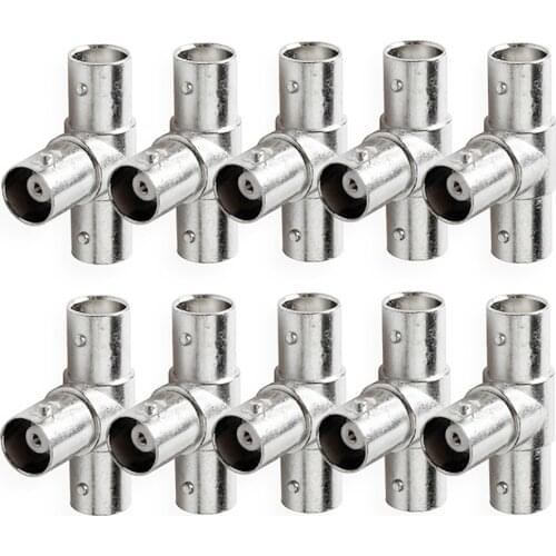 2pcs/5pcs/10pcs Right Angle tee security system BNC Connector three male connector for CCTV system