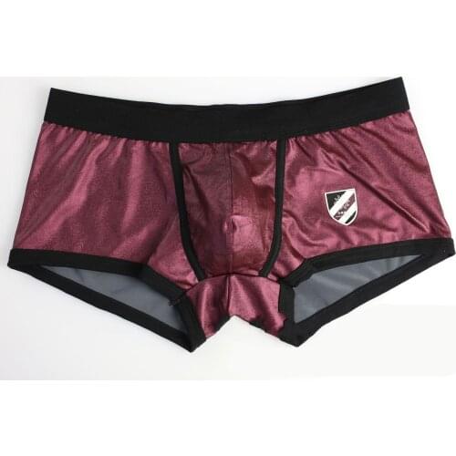 2019 brand Brave Person New Sexy Men Imitation Leather Boxers Shorts Underwear Underpants U Convex Pouch Boxer Shorts Underwear