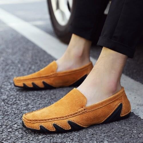 Frosted leather shoes leather Korean trend Joker casual shoes lazy driving shoes party shoes