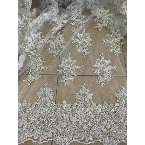 Nigerian Wedding Tulle Lace High Quality African Net Mesh Fabric with beads SYJ-388687 Fabirc