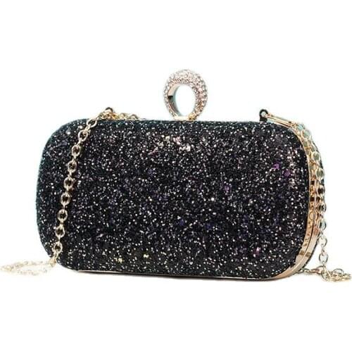 2020 sequins evening bags diamond ring wedding dinner clutch wallets bling party purse with chain drop shipping mn1468