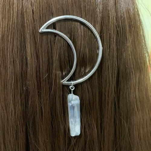 Moon hairpin stars pearls witchcraft accessories natural raw crystal hairpin accessories hair hairpin witch gothic bridal gifts