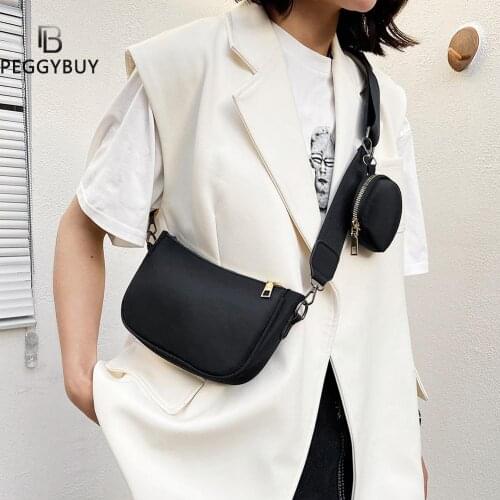 Women Crossboy Bags 2021 New Leather Shoulder Bag With Coin Purse And Handbag Ladies Bag 2 Pieces Set Messenger Bags Retro Hobo