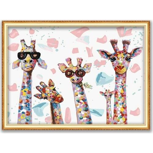 Animal Giraffe DIY Cross Stitch Embroidery 11CT Kits Needlework Craft Set Printed Canvas Cotton Thread Home Decoration Design