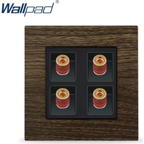 4 Pin Audio Socket Wallpad Luxury Wood Design Metal Panel Electric Wall 4 Pin Audio Outlets For Home