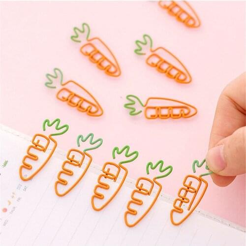 5pcs/lot Cute Cartoon Carrot Design paper Clips Kawaii Stationery Metal Bookmark Binder Clips Memo Planner Clip Office Supplies