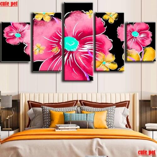 5D Full Square Round Drill Fantasy flower DIY Diamond Painting Mosaic Embroidery Full Display Rhinestone Cross Stitch Decor 5PCS