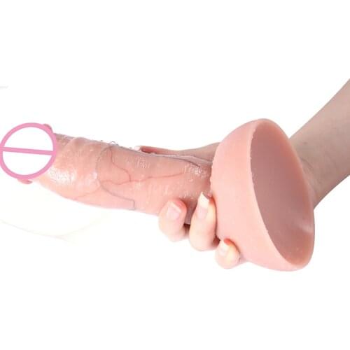 8.46in Simulation Dildo Big Realistic Dong Foreskin G spot Clitoris Stimulate Penis Soft Dildo Huge Dick Sex Toys For Women Gay
