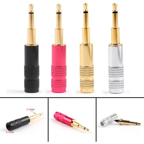 Artudatech 4PCS/10PCS Upgraded 2.5mm Mono Jack Plug Connector Audio For HD700 HE Oppo PM-1 PM-2 Silver Gold Red Black