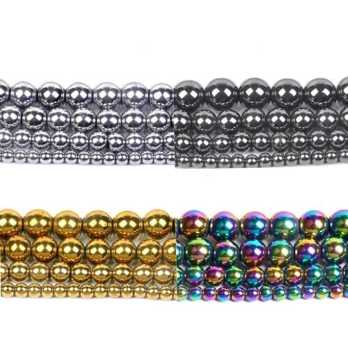 AAA Natural Stone Beads Gold Rainbow Hematite Beads For Jewelry Making 4/6/8/10mm Round Loose Beads DIY Bracelet Necklace