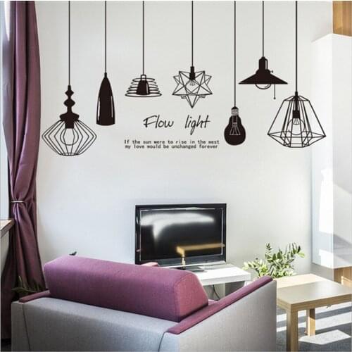 Black Chandelier Flow Light Wall Sticker Wall Decals for Living Room Bedroom Photography Studio Decoration