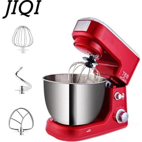 JIQI Electric Stand Food Mixer Whisk Egg Beater Stainless Steel Bowl Knead Cake Bread Dough Blender Whipping Cream Chef Machine
