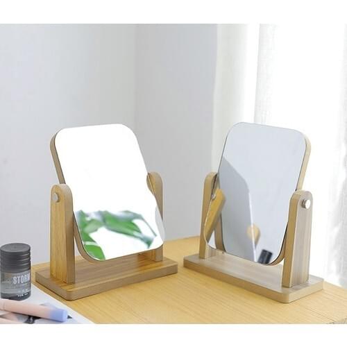 Gaman Desktop Standing Makeup Mirror 18 X13CM Desktop Mirror Wood Design Mirror Light Color BZD-484 bedroom bathroom accessory