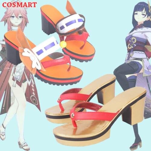 Genshin Impact Raiden Shogun Baal Yae Halloween Cosplay Shoes High Heels For Women New 2021 Hot Game