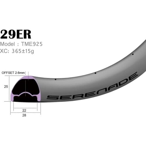 29er xc / trail version 28mm Width Carbon Fiber Mountain Bike Clincher Rim Tubeless Compatible