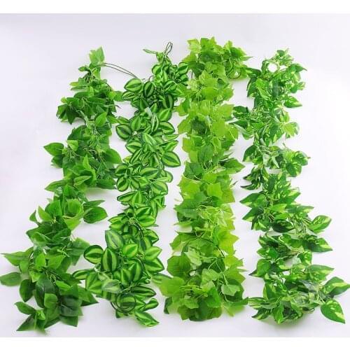 240cm Hanging Artificial Creeper Green Leaf Real Touch Fake Plants Vine Home Wedding Leaves DIY Garland Plant Party Wall Decor