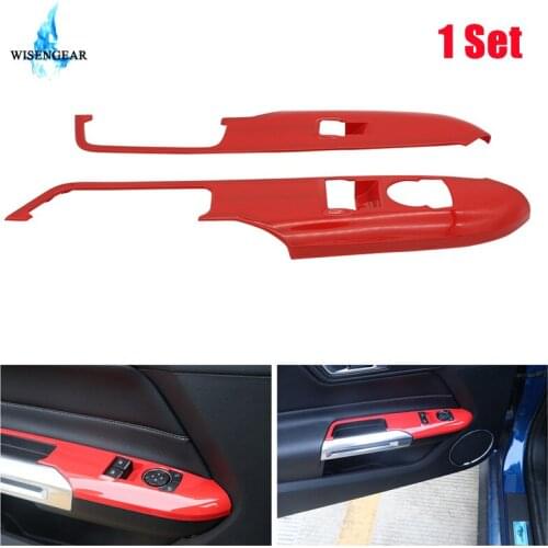Door Window Lift Switch Button Control Cover Trim Door Armrest Panel Handle Frame Sticker For Ford Mustang 2015-2018 Garnish