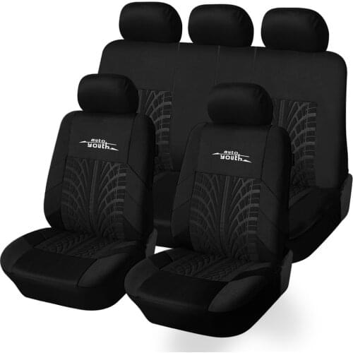 AUTOYOUTH 9PCS Car Seat Covers Set Universal Fit Most Car covers with Tire Track Detail Styling Car Seat Protector Four Seasons