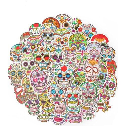 TD ZW Colorful Skull Art Filling Stickers Teenager Personalization DIY Sticker on Travel Case Laptop Skateboard Guitar Fridge